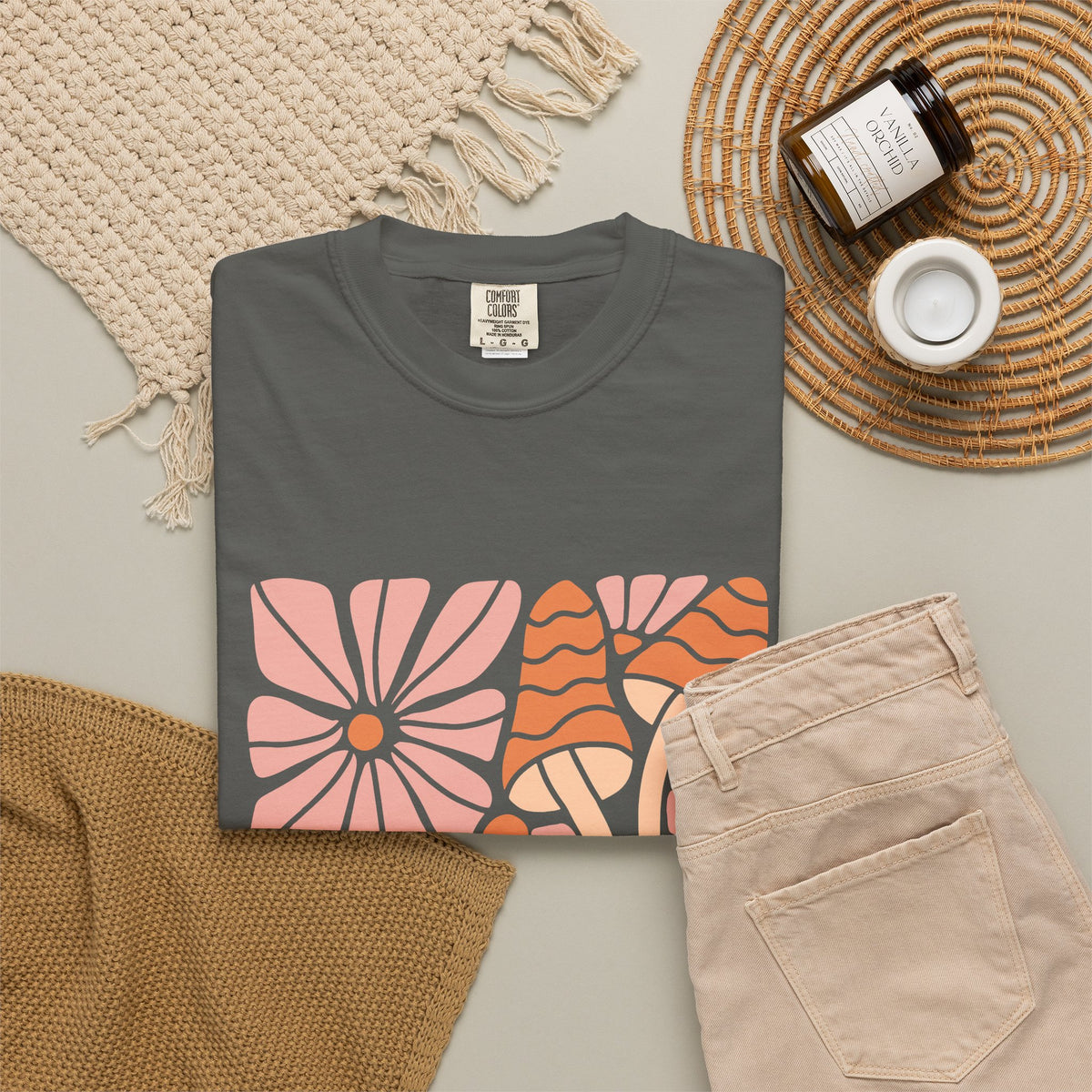 Floral Retro Waves Garment-Dyed Women's T-Shirt