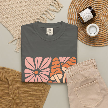 Floral Retro Waves Garment-Dyed Women's T-Shirt