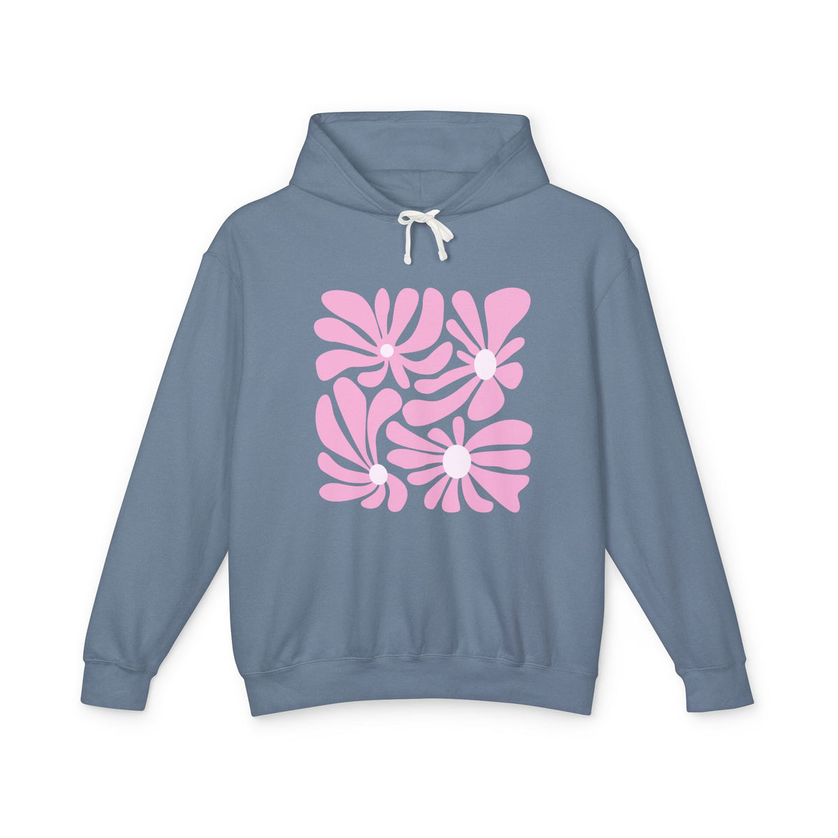 Pink Retro Floral Lightweight Women's Hooded Sweatshirt