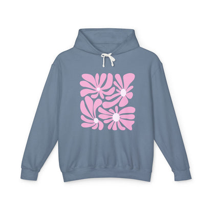 Pink Retro Floral Lightweight Women's Hooded Sweatshirt