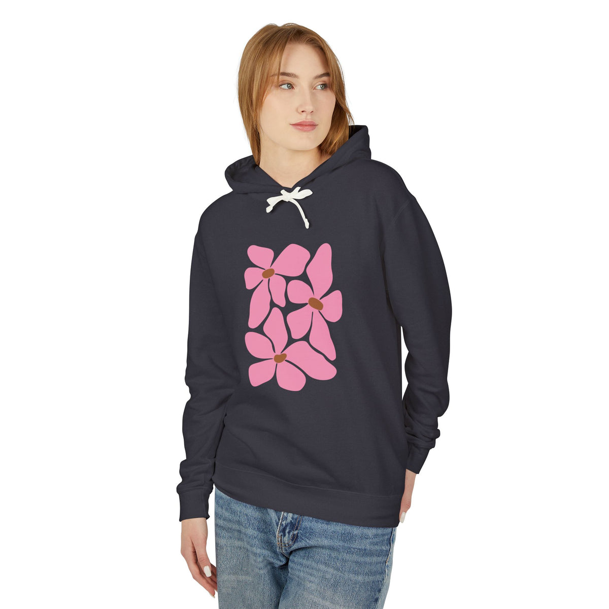 Pink Petal Bloom Lightweight Women's Hooded Sweatshirt