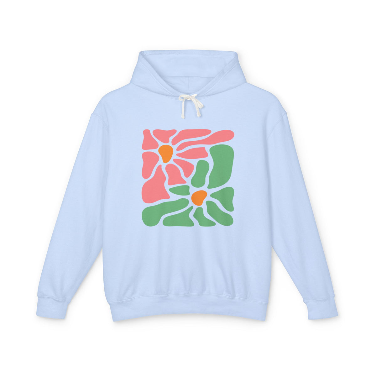 Abstract Pink & Green Flower Lightweight Women's Hooded Sweatshirt