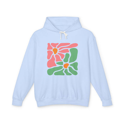 Abstract Pink & Green Flower Lightweight Women's Hooded Sweatshirt