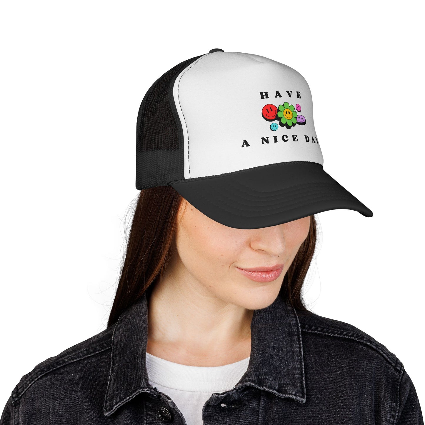 Have A Nice Day Smiley Flower Trucker Women's Cap
