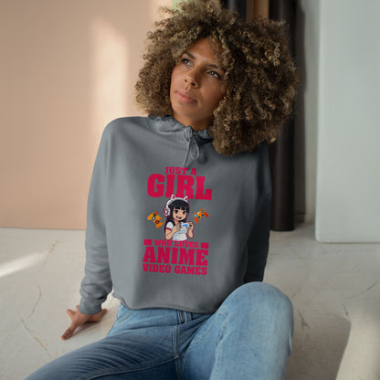 "Just A Girl Who Loves Anime & Video Games" Crop Hoodie