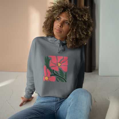 Pink Garden Graphic Crop Hoodie