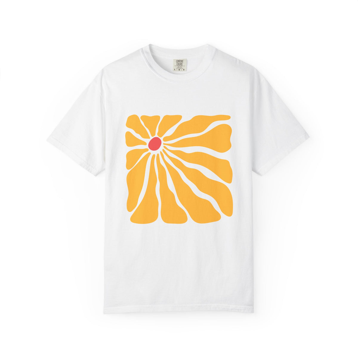 Minimal Yellow Floral Graphic Garment-Dyed Women's T-Shirt
