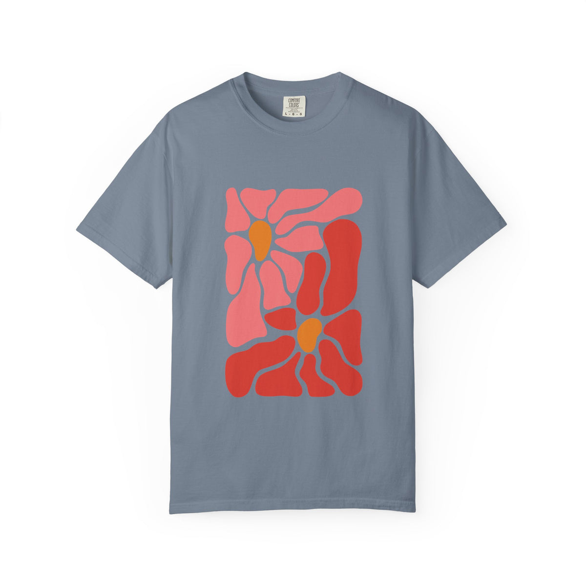 Pink Retro Flower Graphic Garment-Dyed Women's T-Shirt