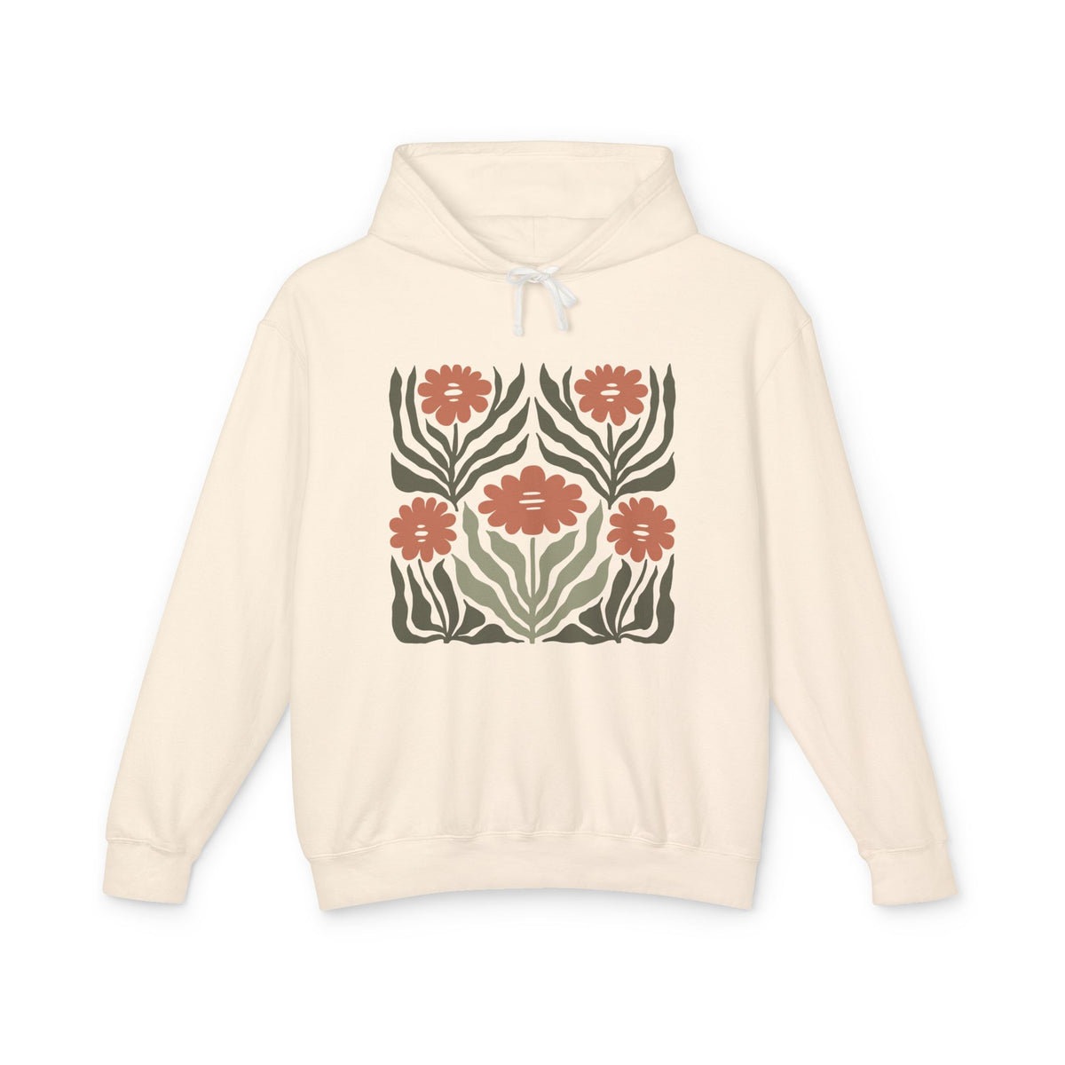 Rustic Flower Print Lightweight Women's Hooded Sweatshirt