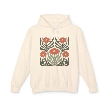 Rustic Flower Print Lightweight Women's Hooded Sweatshirt
