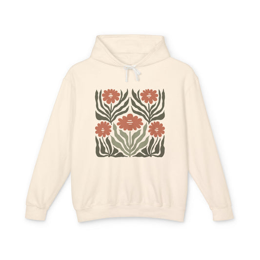 Rustic Flower Print Lightweight Women's Hooded Sweatshirt