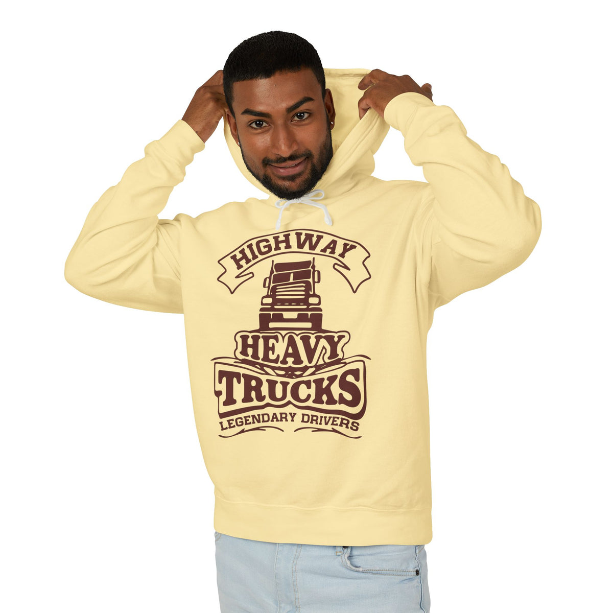 Highway Heavy Trucks Lightweight Hooded Sweatshirt