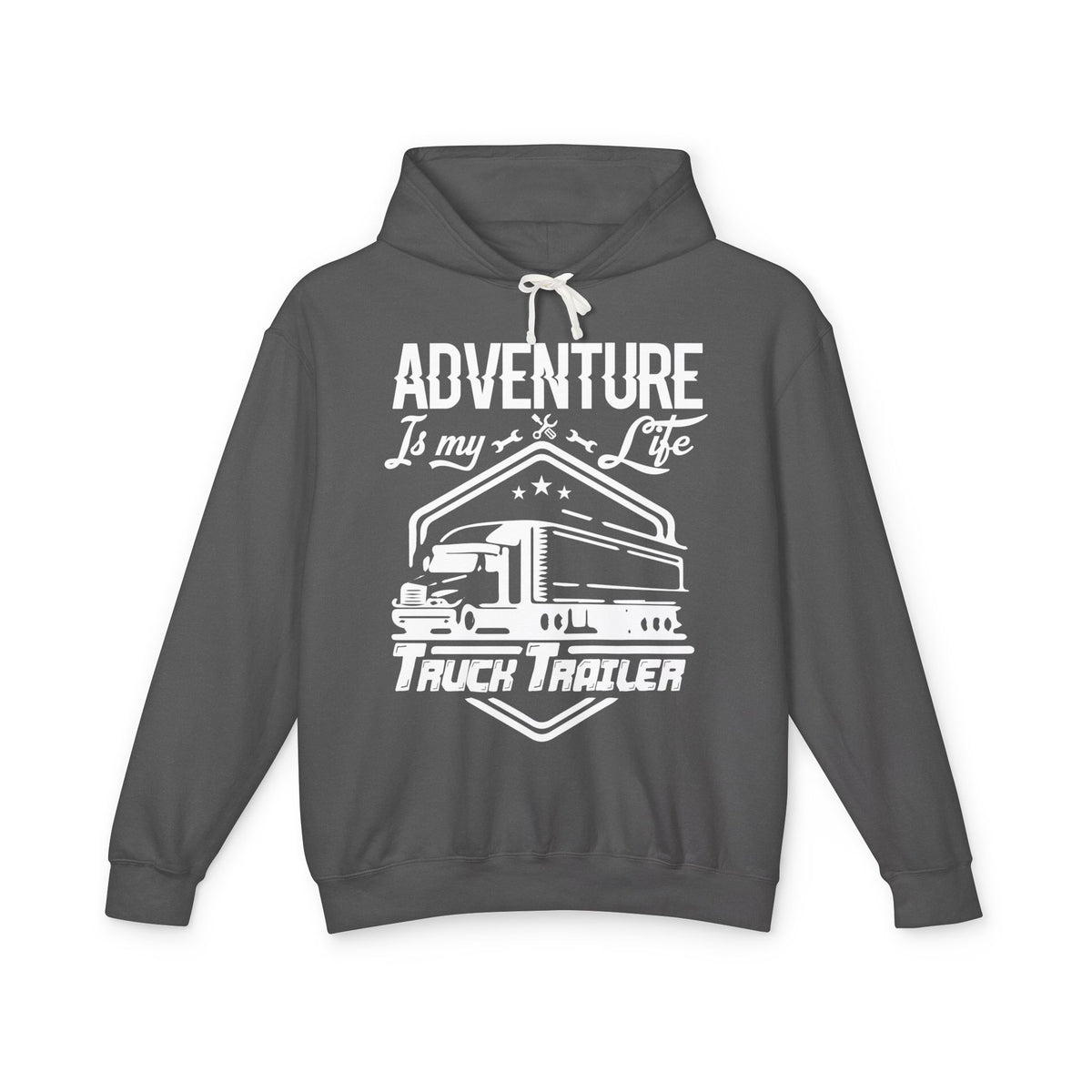 Adventure Is My Life Truck Trailer Lightweight Hooded Sweatshirt