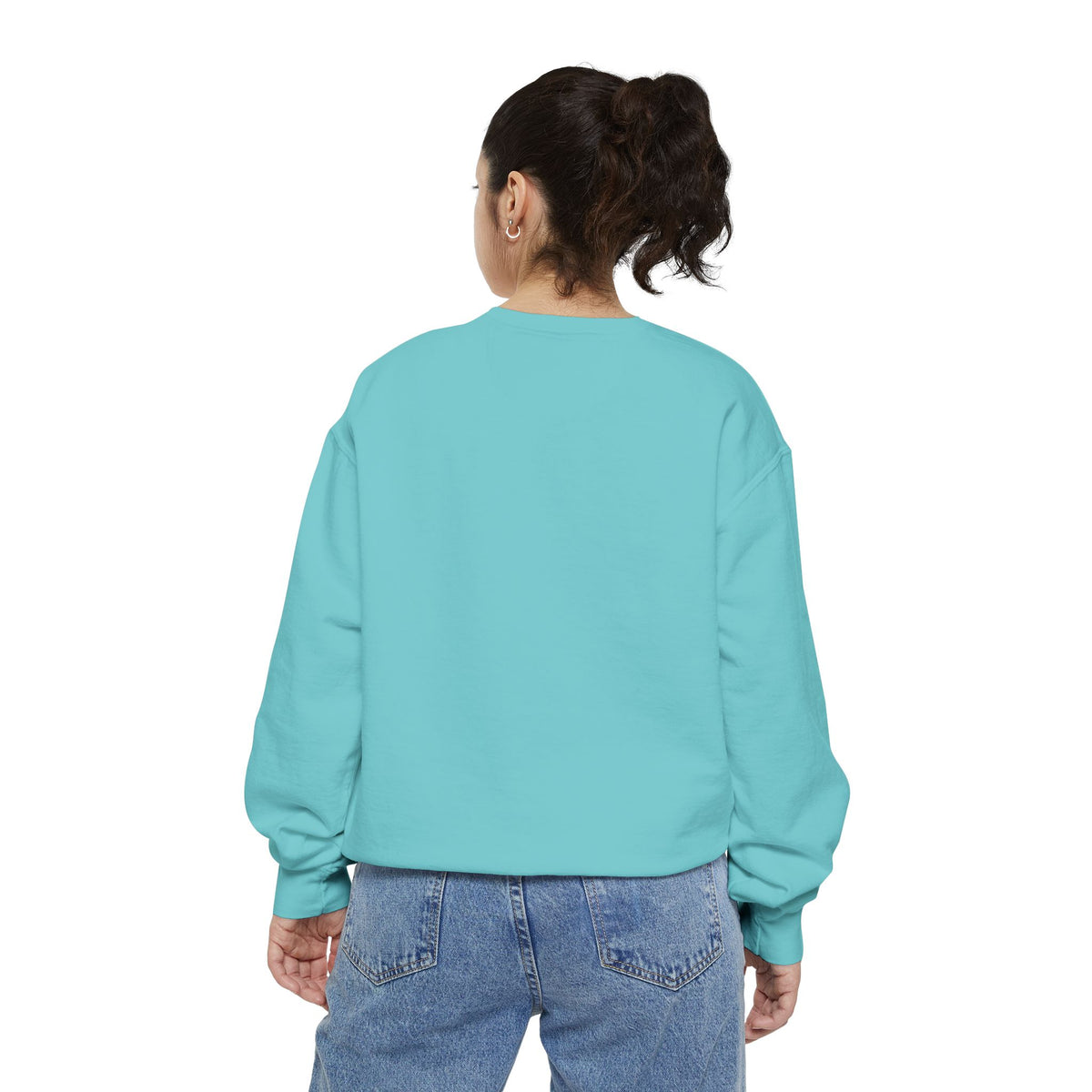Pink Retro Flower Graphic Garment-Dyed Women's Hooded Sweatshirt