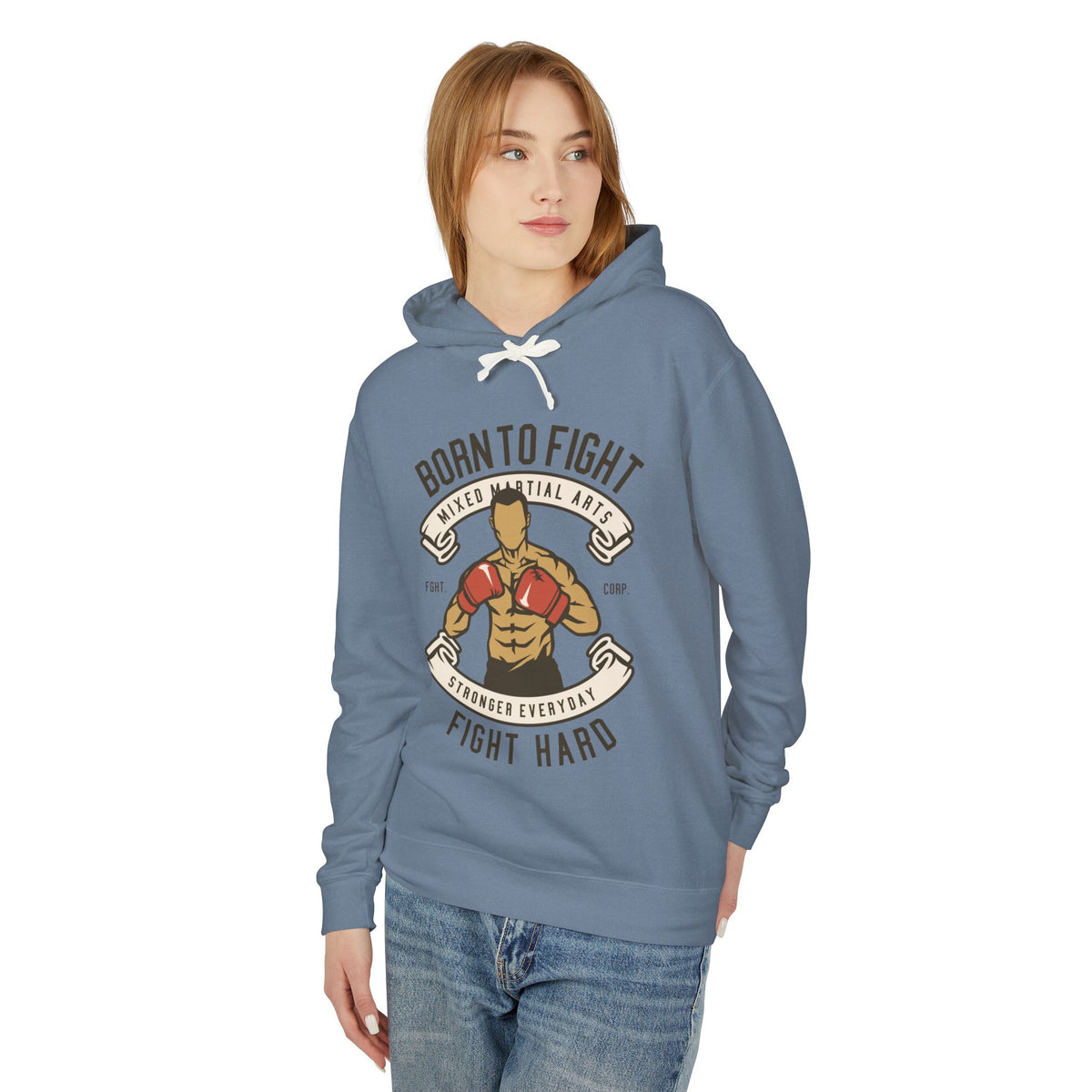 "Born to Fight" Lightweight Hooded Sweatshirt