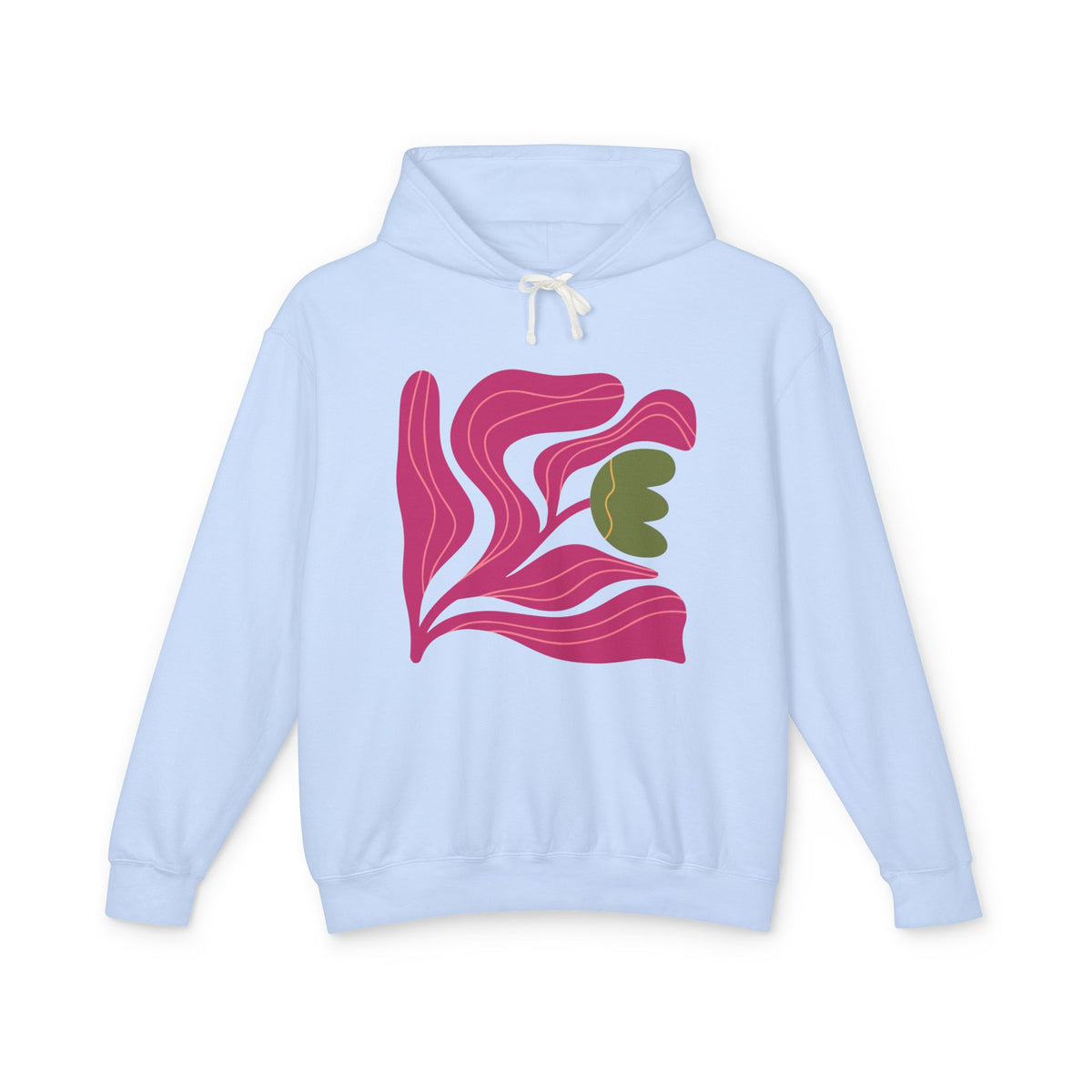 Abstract Pink Tulip Graphic Lightweight Women's Hooded Sweatshirt