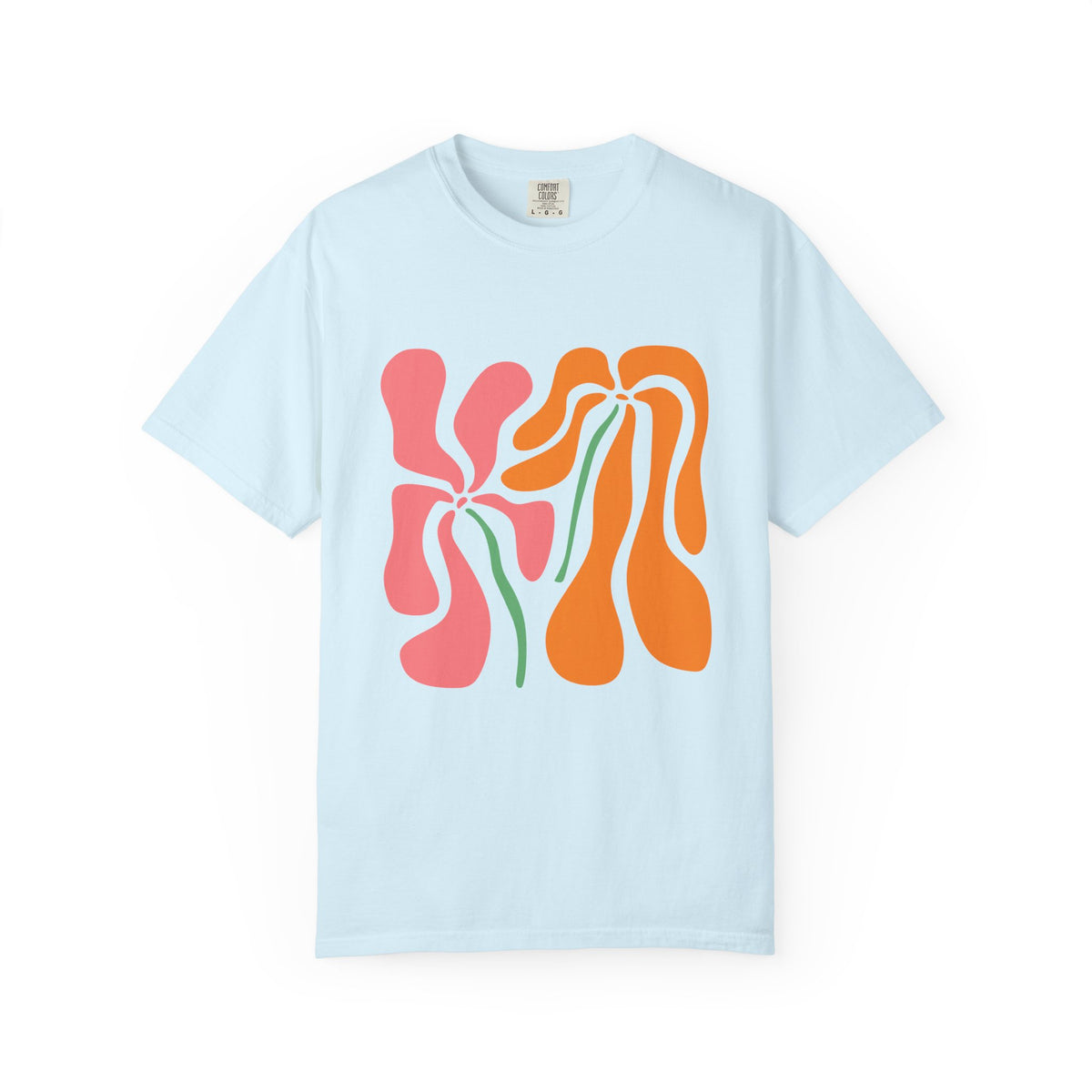 Groovy Pink & Orange Floral Garment-Dyed Women's T-Shirt