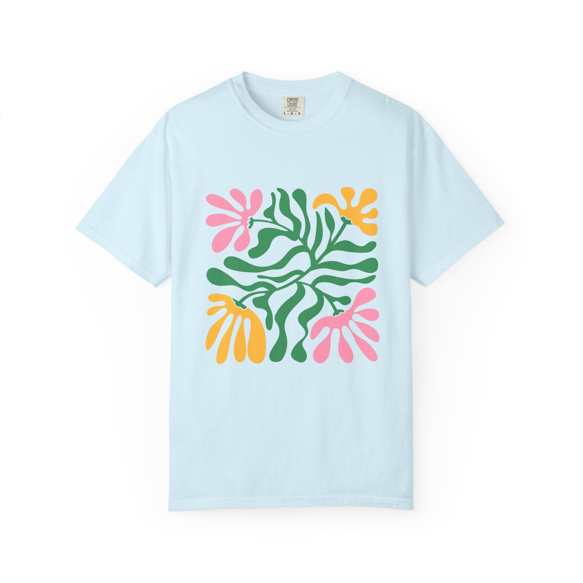 Floral Cutout Abstract Garment-Dyed Women's T-Shirt