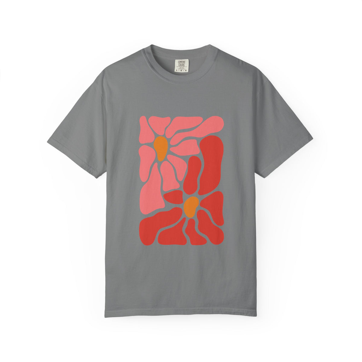 Pink Retro Flower Graphic Garment-Dyed Women's T-Shirt