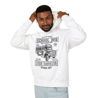Back To School Bus Transportation Lightweight Hooded Sweatshirt
