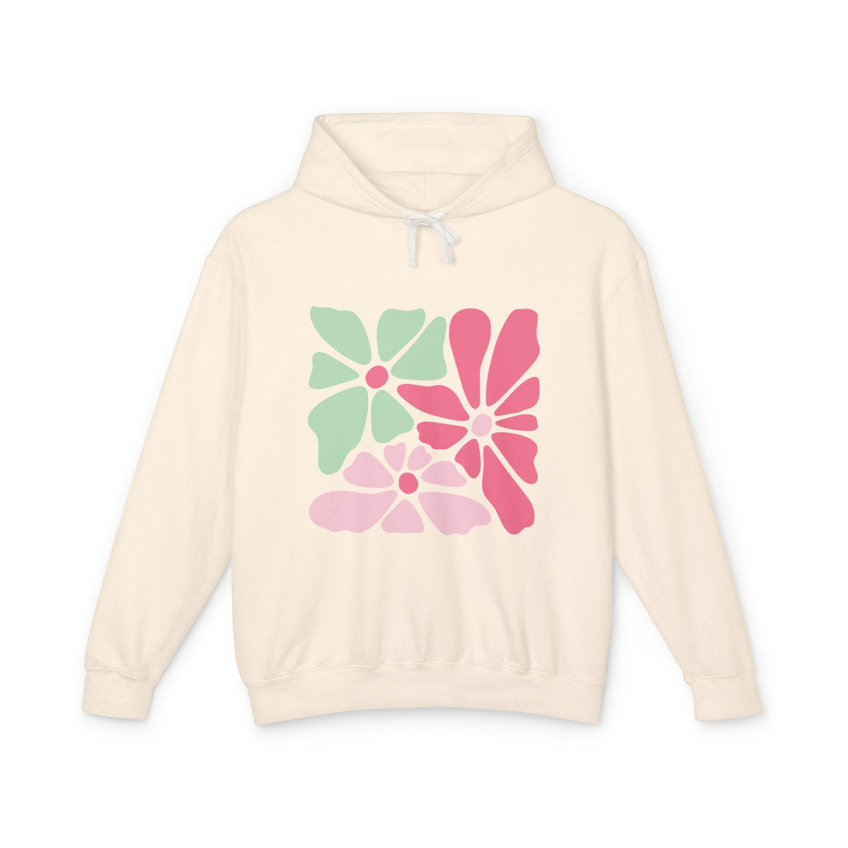 Floral Retro Block Print Lightweight Women's Hooded Sweatshirt