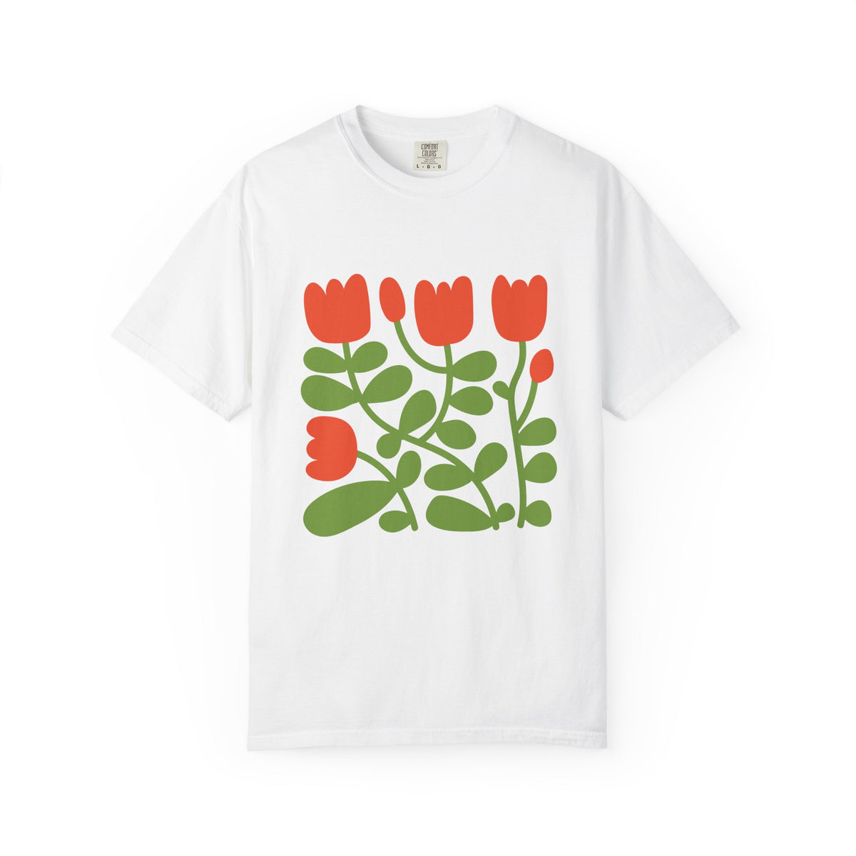 Floral Tulip Garment-Dyed Women's T-Shirt