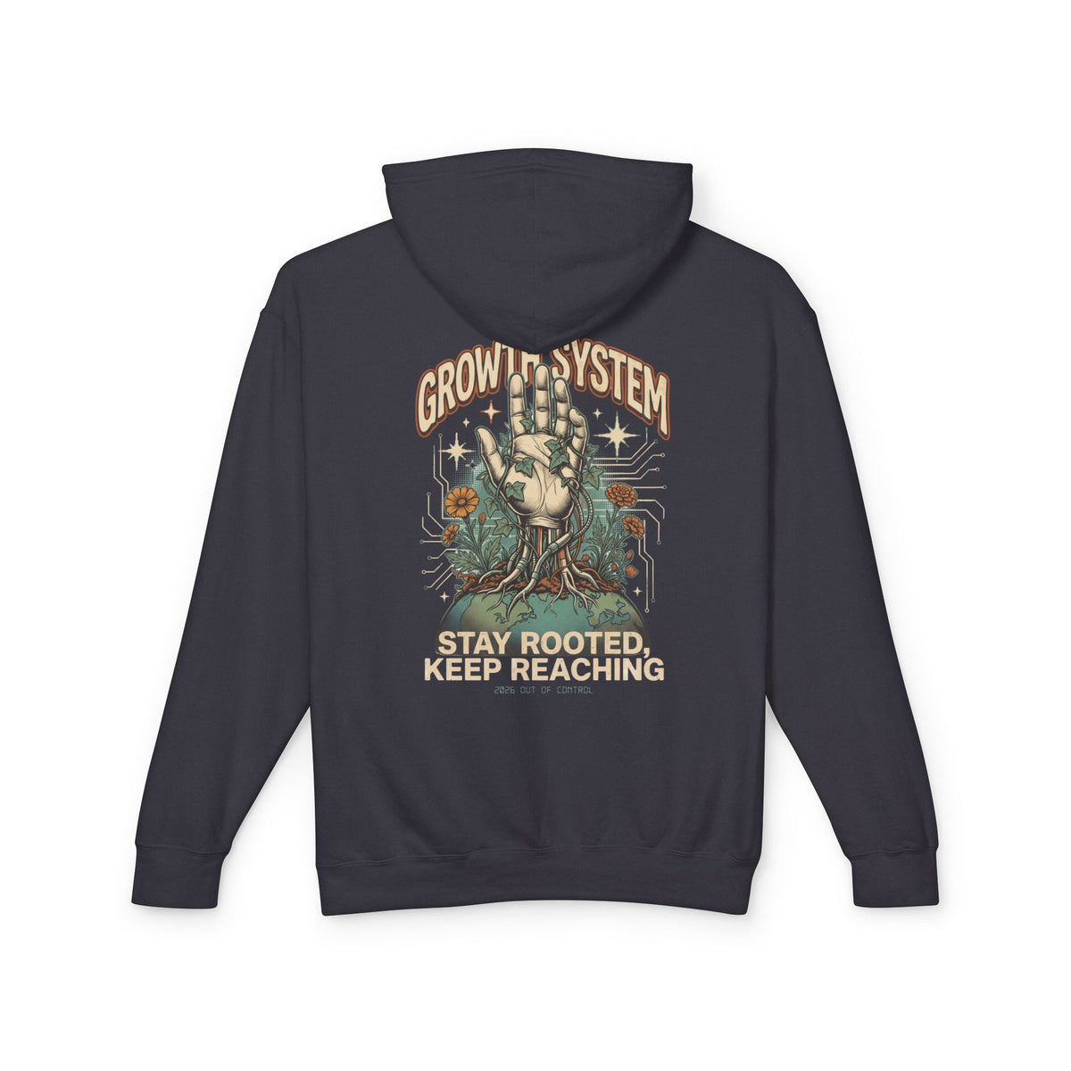 Steampunk Gorilla "Growth System: Stay Rooted, Keep Reaching" Lightweight Hooded Sweatshirt