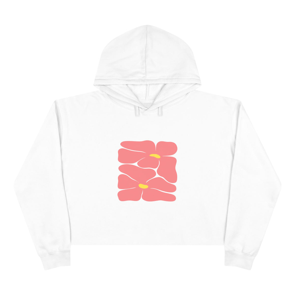 Pink Retro Flowers Graphic Crop Hoodie
