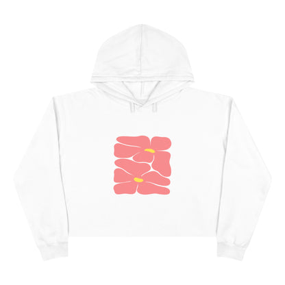 Pink Retro Flowers Graphic Crop Hoodie