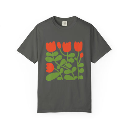 Floral Tulip Garment-Dyed Women's T-Shirt