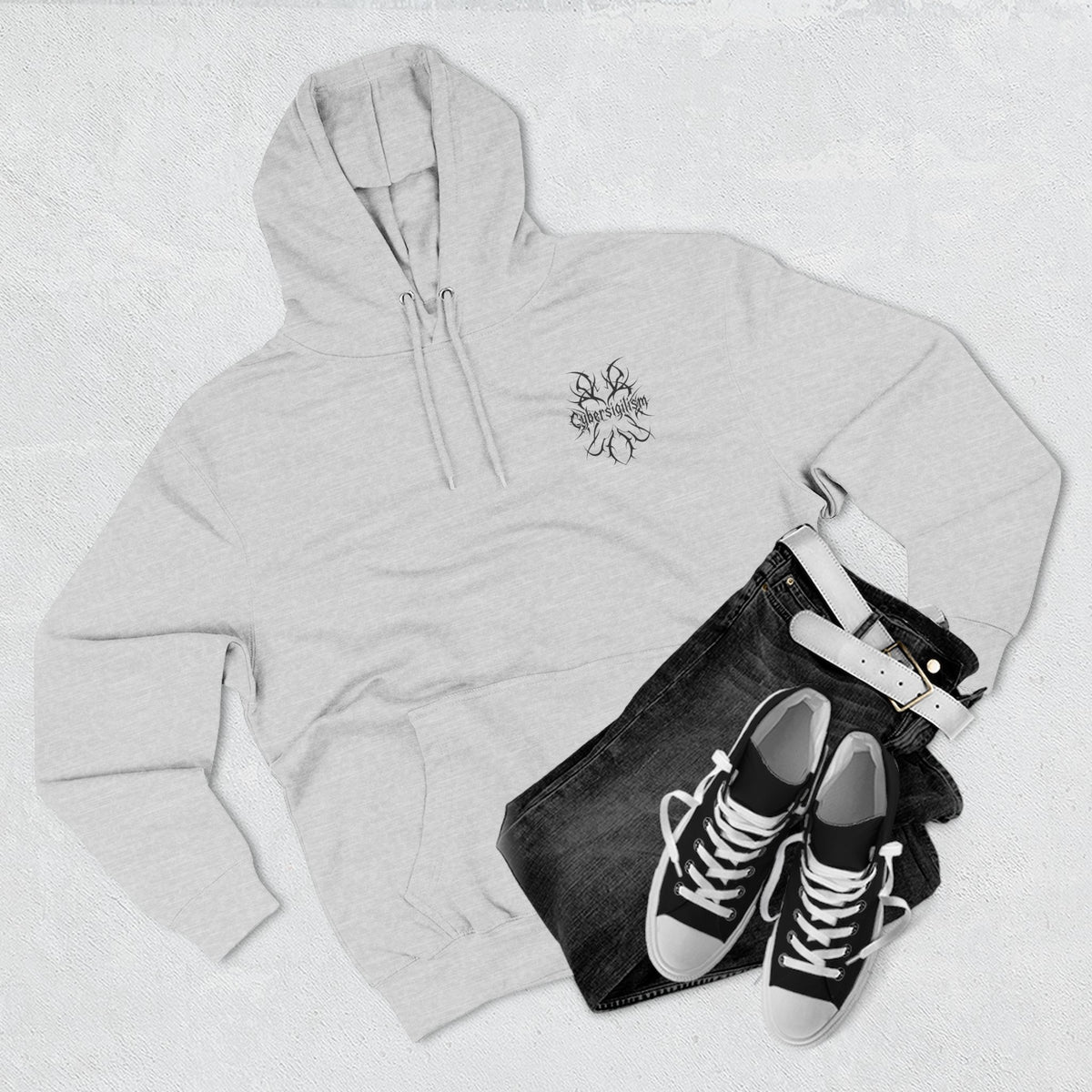Cybersigilism Gothic Three-Panel Fleece Hooded Sweatshirt