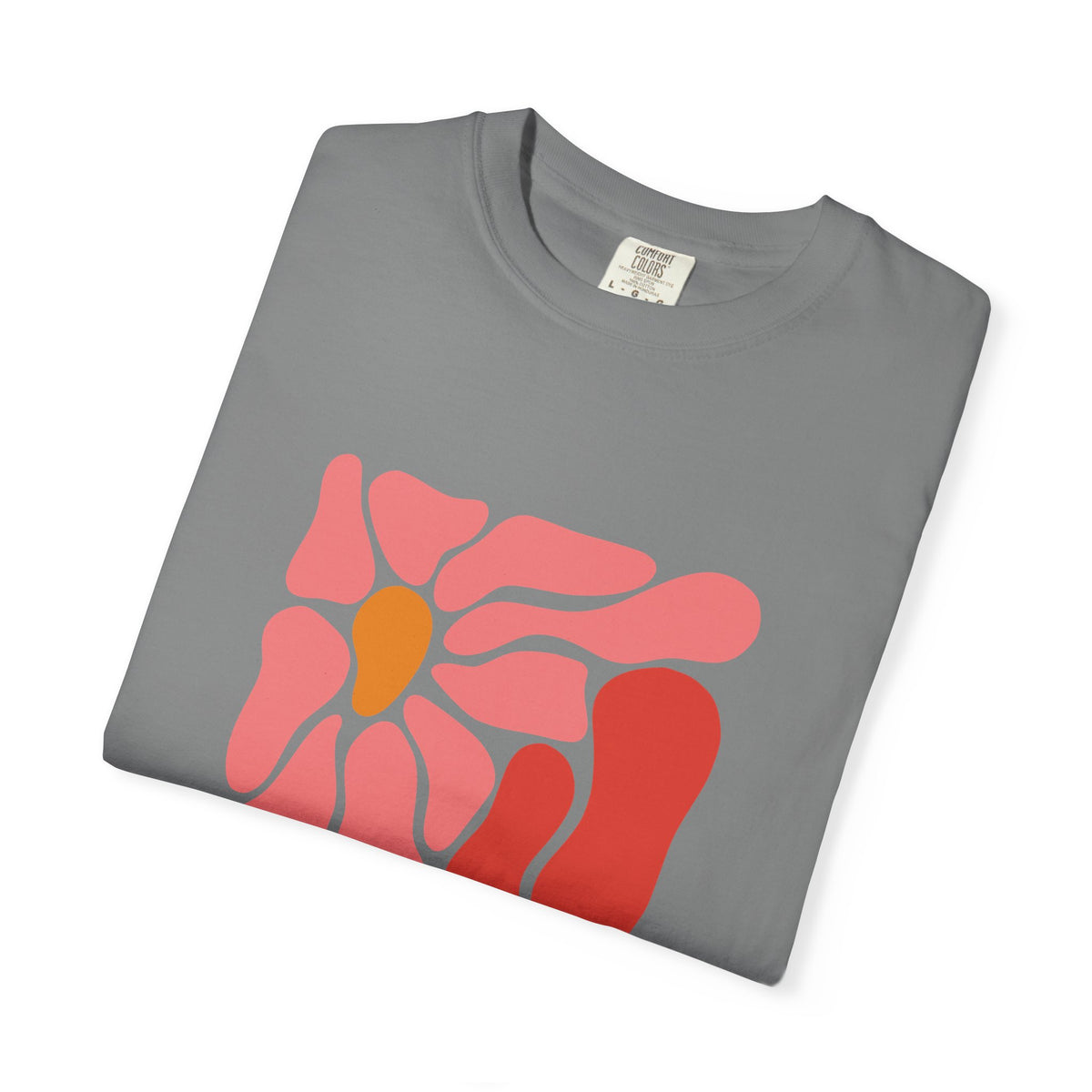 Pink Retro Flower Graphic Garment-Dyed Women's T-Shirt