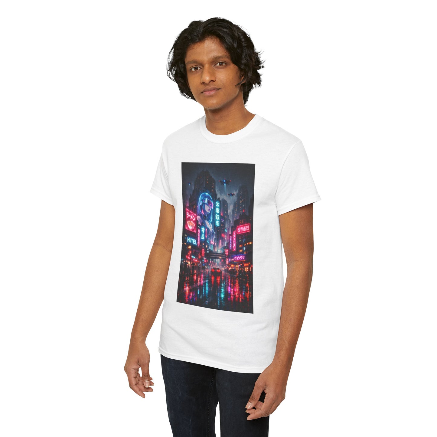 Neon Cyberpunk Cityscape Graphic Men's Tee