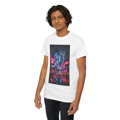 Neon Cyberpunk Cityscape Graphic Men's Tee
