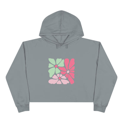 Floral Retro Block Print Crop Hoodie