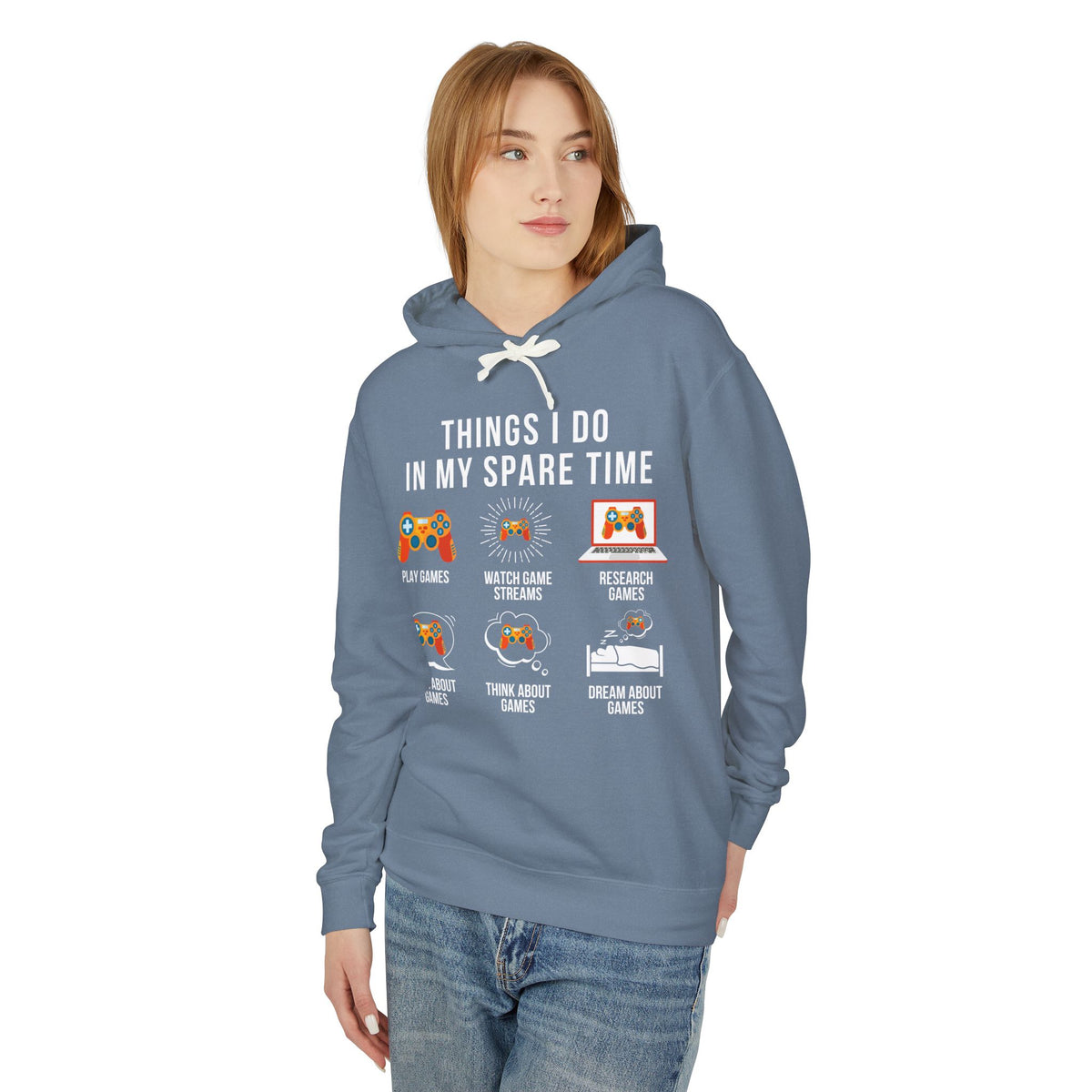 "Things I Do In My Spare Time" Lightweight Hooded Sweatshirt