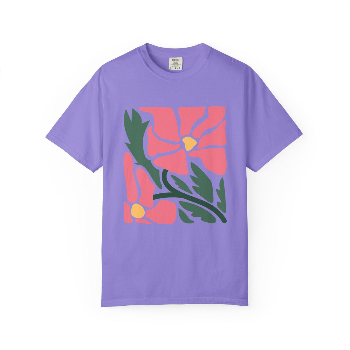 Pink Garden Graphic Garment-Dyed Women's T-Shirt