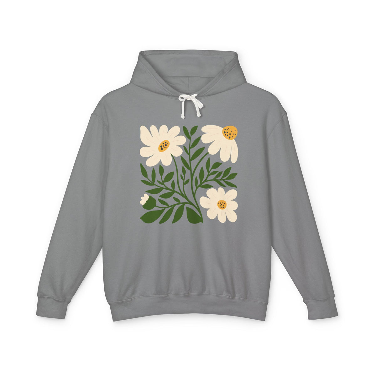 Minimal Yellow Bloom Lightweight Women's Hooded Sweatshirt