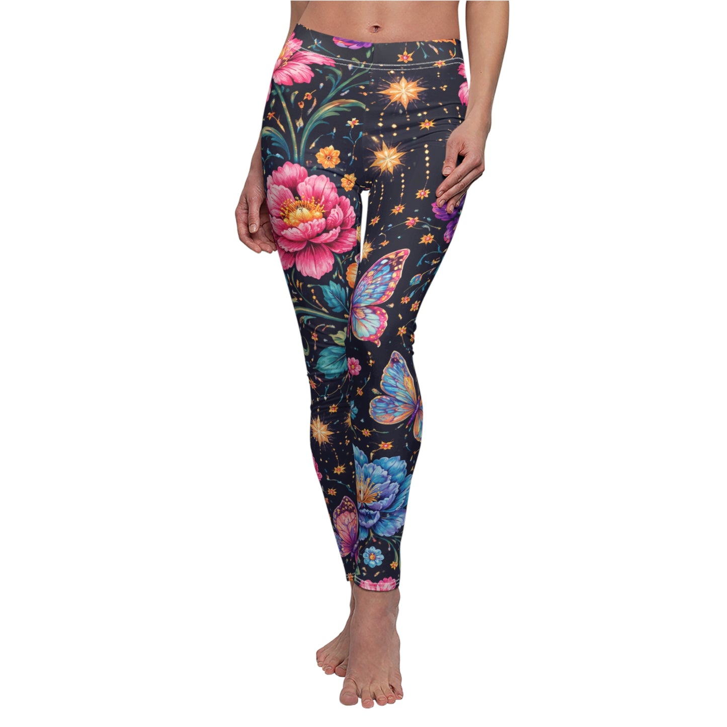 Floral Moon & Butterfly Women's Casual Leggings
