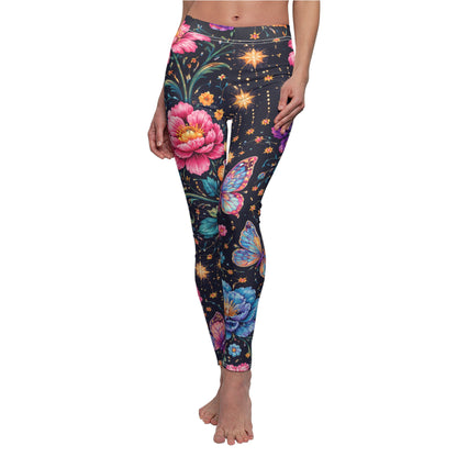 Floral Moon & Butterfly Women's Casual Leggings