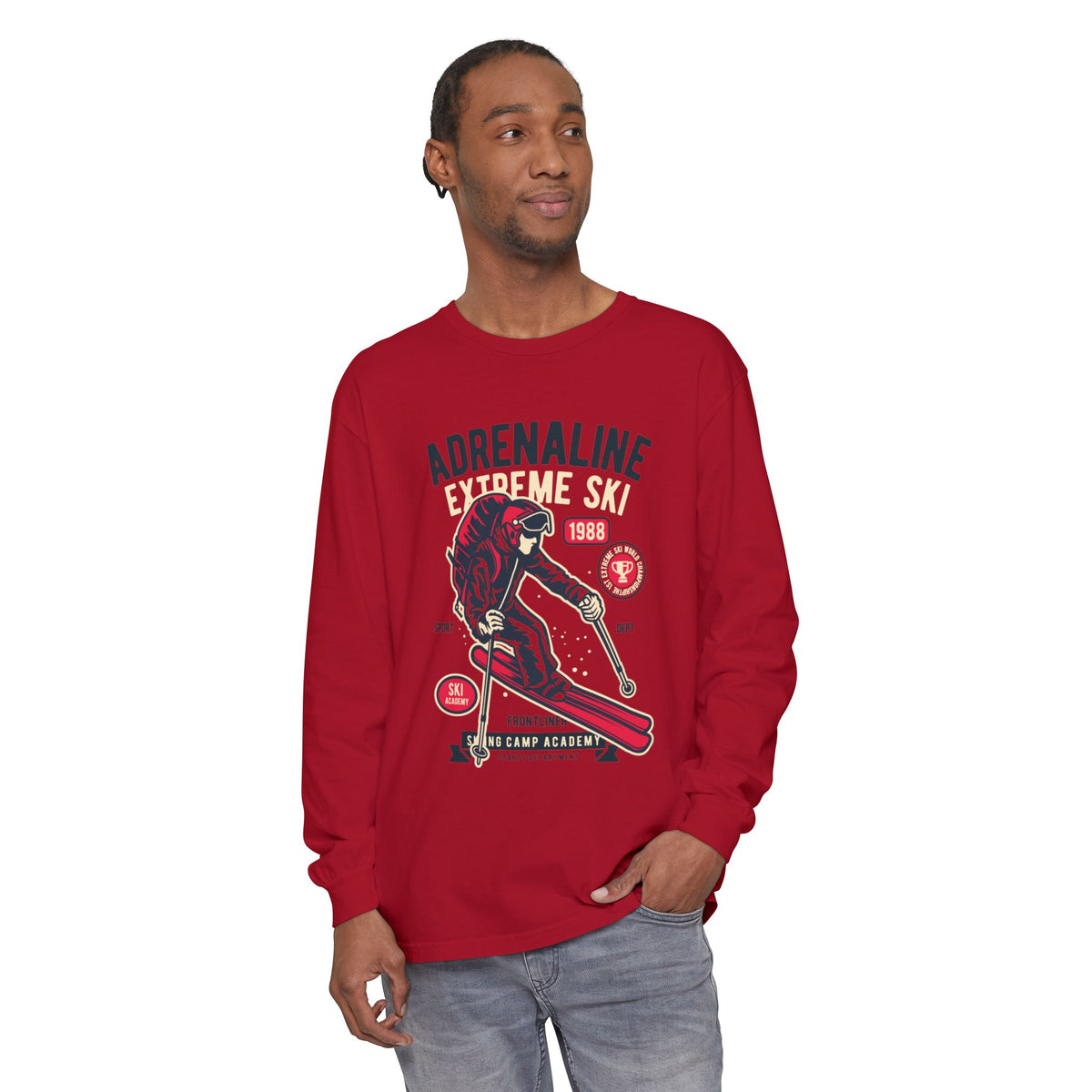 Adrenaline Extreme Ski Garment-Dyed Long Sleeve T-Shirt