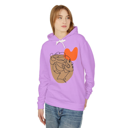 Abstract Heart Line Art Lightweight Women's Hooded Sweatshirt
