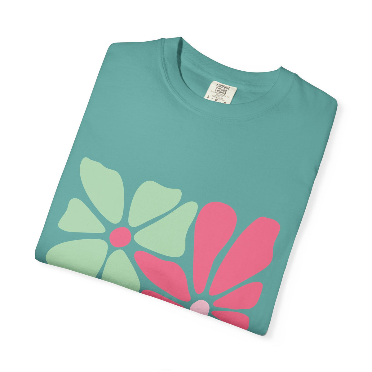 Floral Retro Block Print Garment-Dyed Women's T-Shirt