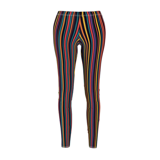 Vertical Rainbow Stripe Women's Casual Leggings