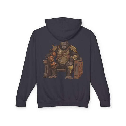 Steampunk Gorilla Throne Lightweight Hooded Sweatshirt