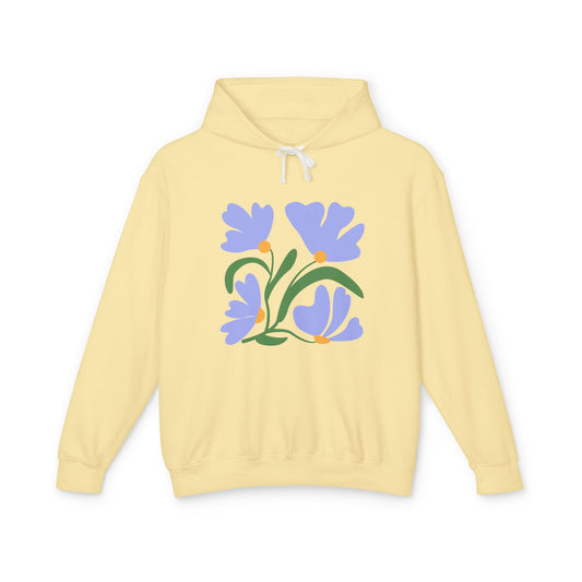 Lavender Tulip Graphic Lightweight Women's Hooded Sweatshirt