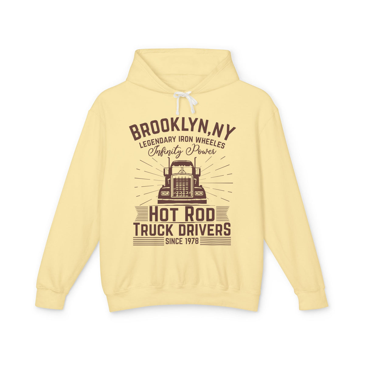 Brooklyn NY Hot Rod Truck Drivers Lightweight Hooded Sweatshirt