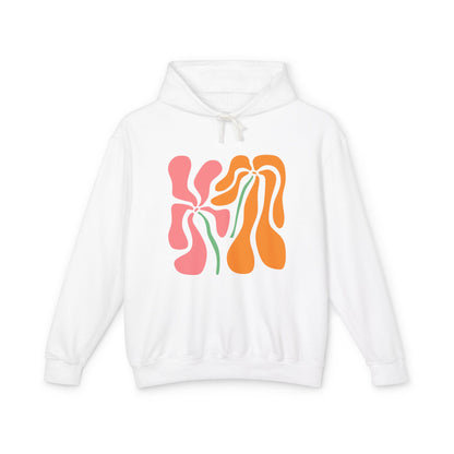 Groovy Pink & Orange Floral Lightweight Women's Hooded Sweatshirt