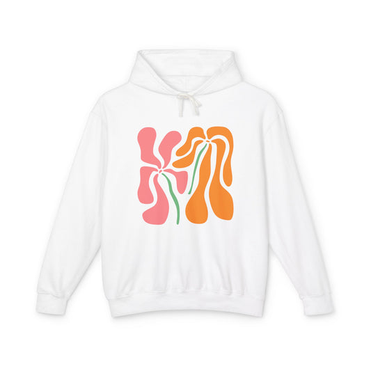 Groovy Pink & Orange Floral Lightweight Women's Hooded Sweatshirt