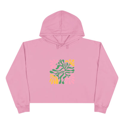 Floral Cutout Abstract Crop Hoodie